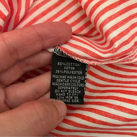 Iky & Me Striped Red Scrunched Ruffled Top Button Down Girls Summer Cotton Dress - Picture 4 of 10